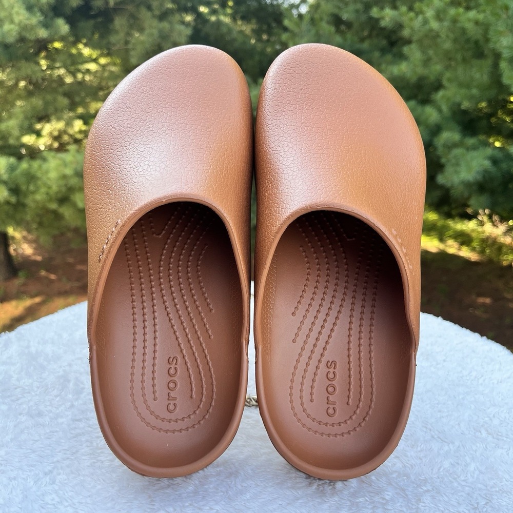Crocs Dylan Clogs Women 10 | Men 8 Cognac Brown Boho Mules Slip On Waterproof - Picture 9 of 10